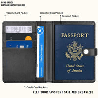 Passport Holder with AirTag Slot PLUS Luggage Tag by Acme Basics, Passport Cover for Boarding Pass, Vaccine, ID, Cards, RFID Blocking, Passport Case for Men, Women, Family Travel
