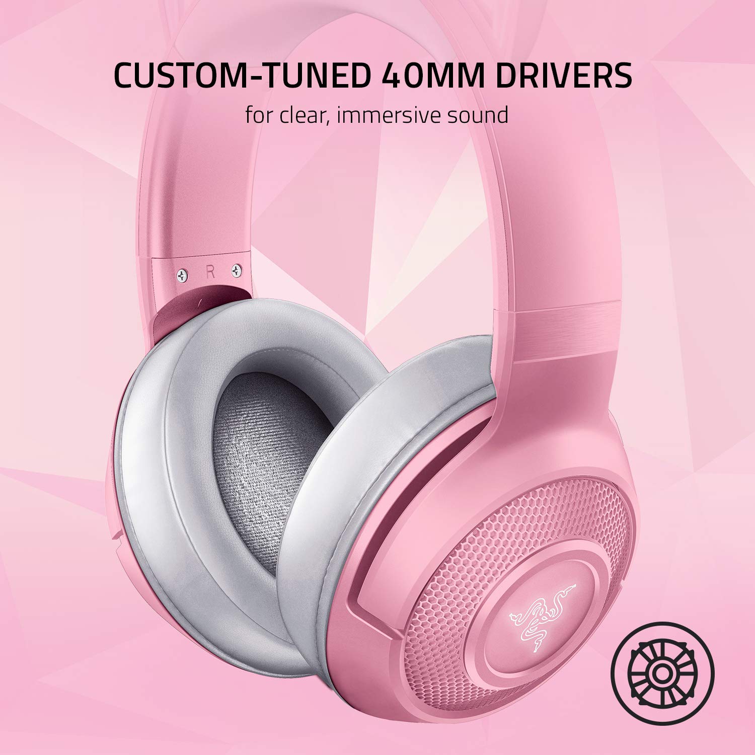 Razer Kraken BT Kitty Edition: Bluetooth 5.0-40ms Low Latency Connection - Custom-Tuned 40mm Drivers - Beamforming Microphone - Powered by Razer Chroma - Quartz Pink