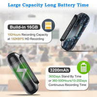 Binrrio Voice Activated Recorder, Magnetic Digital Voice Recorder 3200mAh-500H Continuous Recording Time 192 Hours Recording Capacity Recording Device for Lectures