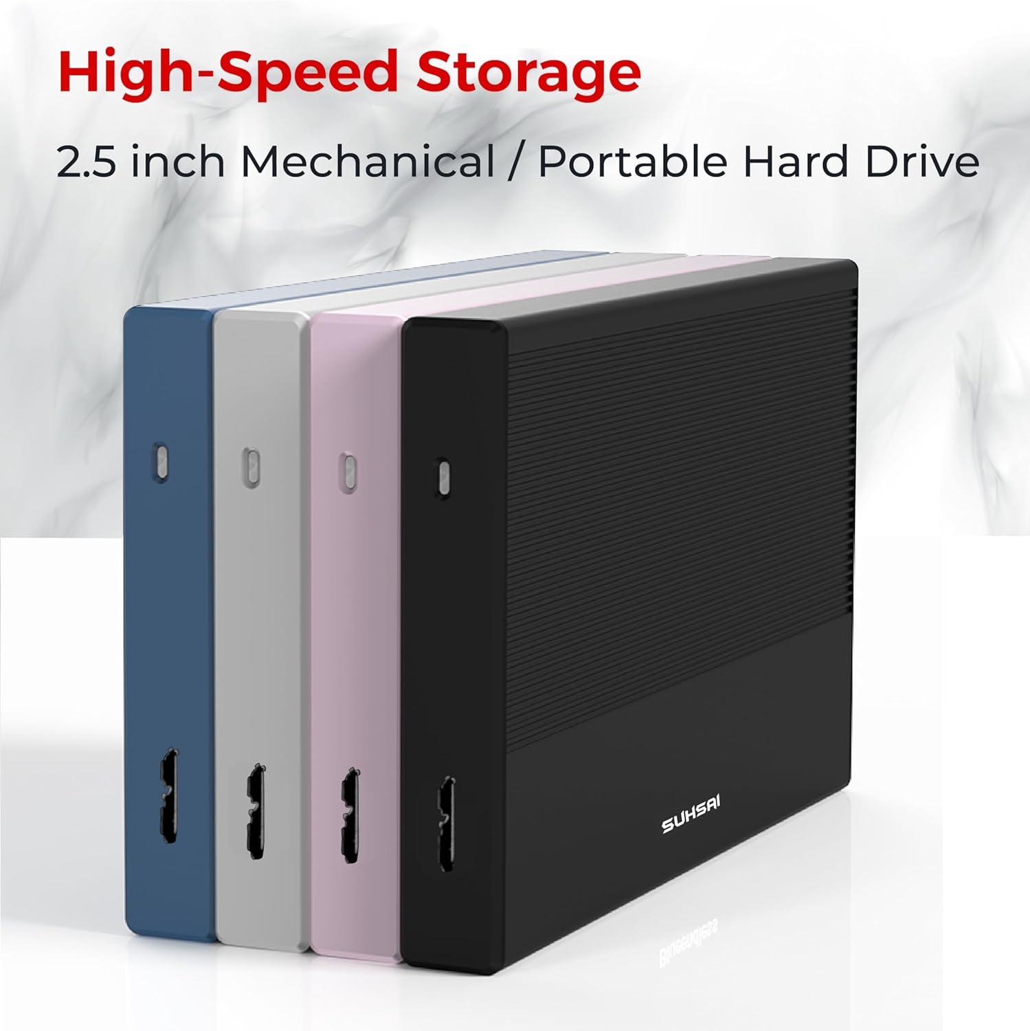 SUHSAI External Hard Drive 500GB USB 3.0 Portable Hard Disk Storage & Memory Expansion HDD, Backup External Hard Drive for Laptop Computer, MacBook, and Desktop (Rose Pink)