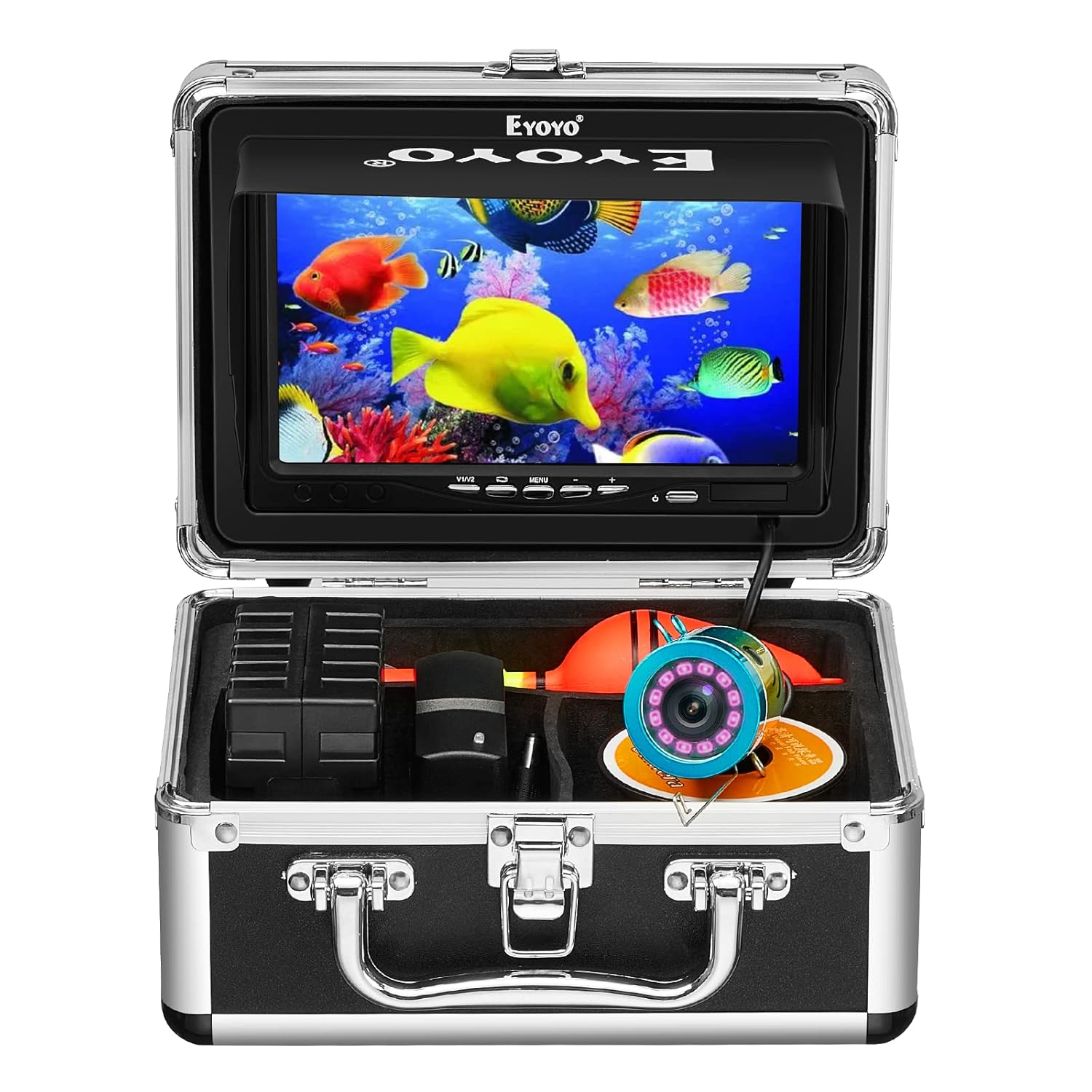 Eyoyo Portable 7 inch LCD Monitor Fish Finder Waterproof Underwater HD 1000TVL Fishing Camera 15m Cable 12pcs IR Infrared LED for Ice,Lake and Boat Fishing
