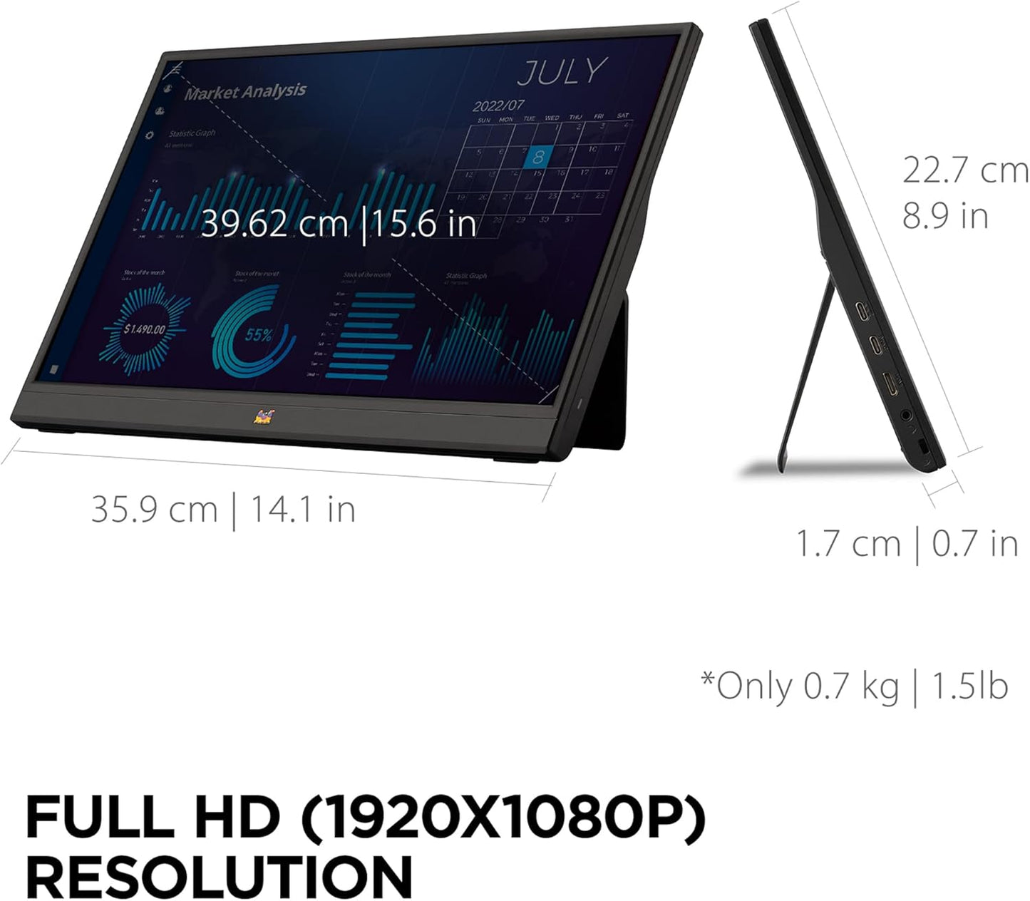 ViewSonic VA1655: 15.6 Inch 1080p Portable IPS Monitor – Lifestyle Shot