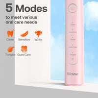 Bitvae R2 Rotating Electric Toothbrush for Adults with 8 Brush Heads, 5 Modes Rechargeable Power Toothbrush with Pressure Sensor, Pink