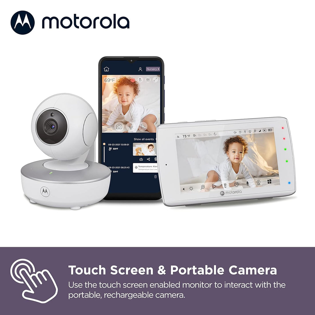 Motorola Baby Monitor VM36XL Touchscreen 5" Portable WiFi Video Baby Monitor with Camera HD 720p - Connects to Smart Phone App, 1000ft Range, Two-Way Audio, Remote Pan-Tilt-Zoom, Room Temp, Lullabies