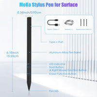 MoKo Stylus Pen for Surface, Fast Charge Surface Pen for Microsoft Surface Pro 9/8/X/7/6/5/4/3 Surface 3/Go/Book/Laptop/Studio, MPP2.0 & 4096 Pressure Tilt Digital Pen, Magnetic and Palm Rejection