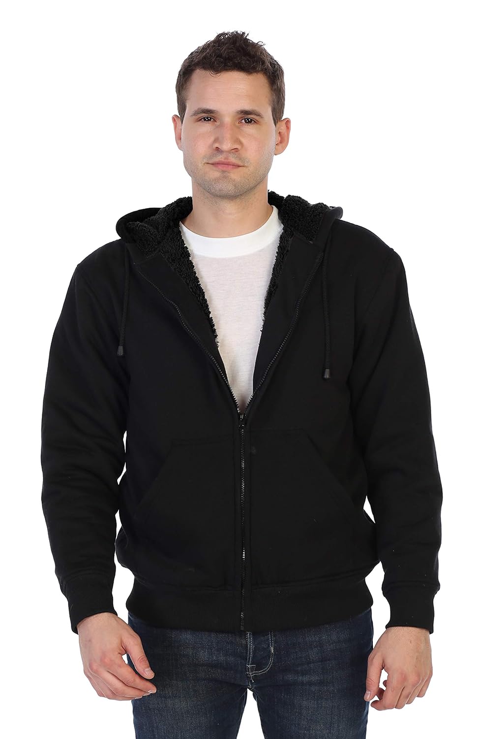 Gioberti Men Heavyweight Sherpa Lined Fleece Hoodie Jacket