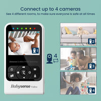 Babysense Video Baby Monitor with Camera and Audio, Long Range, Room Temperature, Infrared Night Vision, Two Way Talk Back, Lullabies and High Capacity Battery, Model V24R