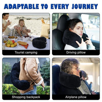 akifronte Travel Pillow,Stuffable Neck Pillow with Adjustable Neck Size Travel Neck Pillow Stuffable with Clothes, Neck Pillow Case Fits 3 Days' Essentials, No Filler Soft Velvet Cover-Black