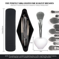 Travel Makeup Brush Holder, Silicon Trendy and Portable Cosmetic Face Brushes Holder, Soft and Sleek Makeup Tools Organizer for Travel, Black, Travel Makeup Brush Holder
