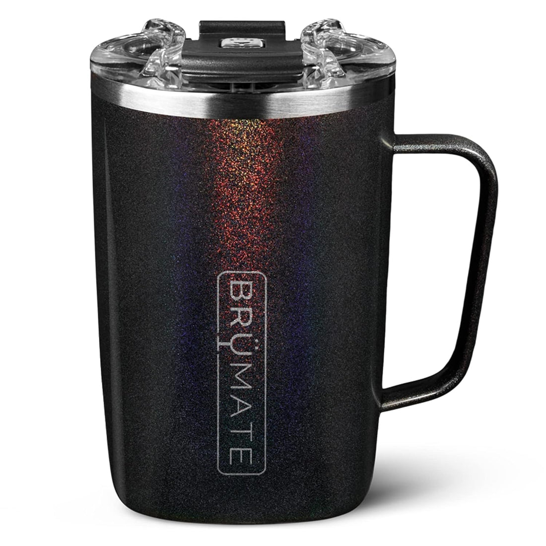 Brumate Toddy - Insulated Coffee Mug with Handle & Lid - 100% Leak-Proof Stainless Steel Coffee Travel Mug - Double Walled Coffee Cup - Glitter Charcoal