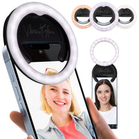 VibrantGlow Selfie Ring Light, USB C Rechargeable, Clip on for Smartphone/Tablet/Laptop (White)