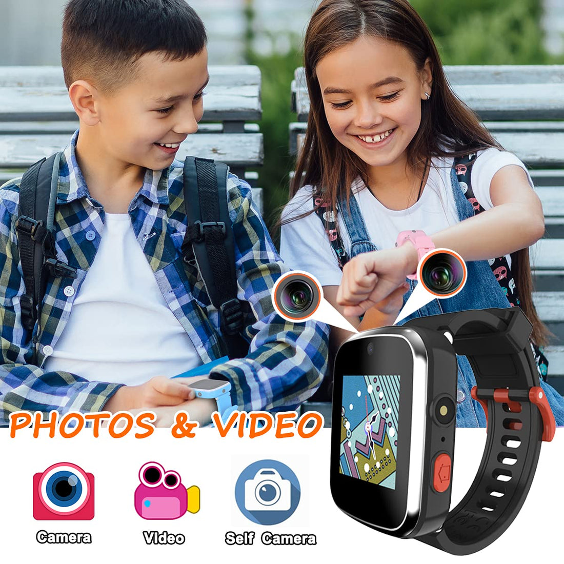 Kids Smart Watch for Boy, Toys for 3-10 Year Old Boys 1.54" HD Touchscreen Toddler Watch with Dual Camera, Games, Music Player, Pedometer Kids Watches Toys Birthday Gifts for Boys Ages 5 6 7 8