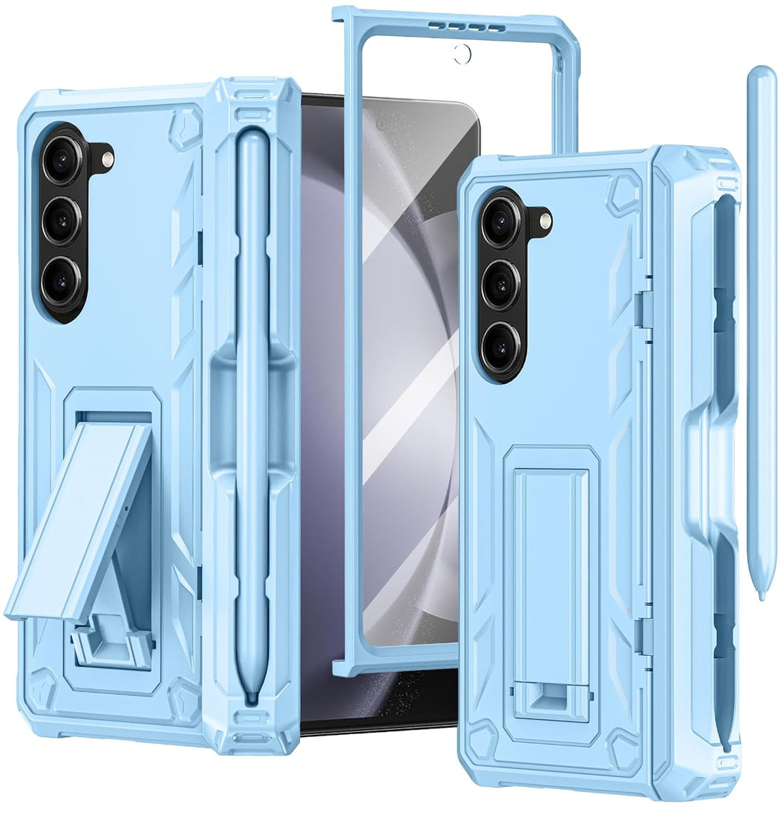 LONTECT for Galaxy Z-Fold 5 5G Case Military Grade Protection Shockproof Heavy Duty Case Built in Screen Protector&S Pen Slot Rugged Drop Protective Cover Case for Samsung Galaxy Z Fold 5,Blue