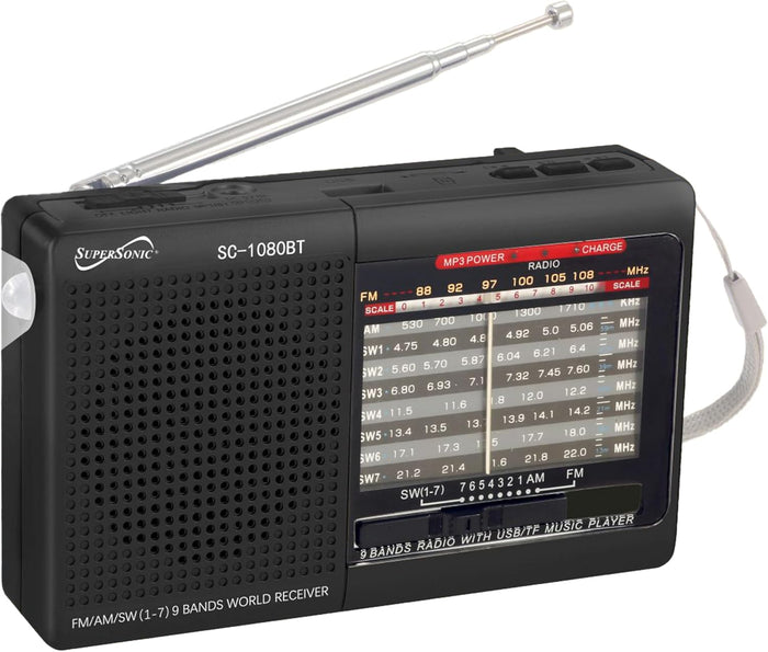 Supersonic SC-1080BT 9-Band Radio with Bluetooth – Front View