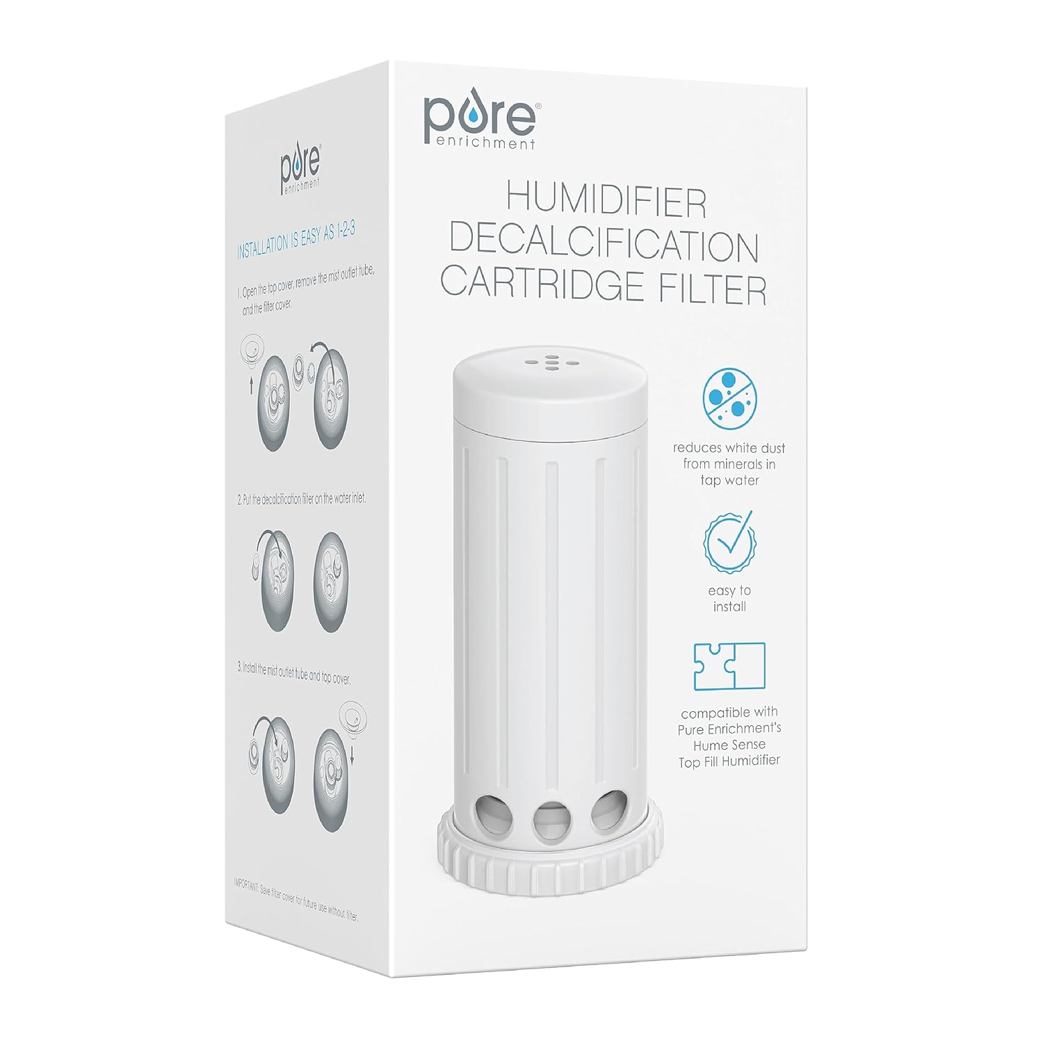 Pure Enrichment® Genuine Humidifier Decalcification Cartridge Filter for Hume™ Sense Top Fill Humidifier (PEHUTRB-W)
