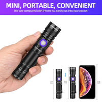 DARKBEAM UV 395nm Black Light Flashlight USB Rechargeable Woods lamp, Mini Handheld Ultraviolet Blacklight LED Portable with Clip - Curing Resin, Detector for Pet Dog Urine, Scorpions, Stains, Amber