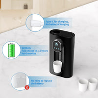 DAILOU Automatic Mouthwash Dispenser for Bathroom,540mL(18.26 Oz), Wash Mouth Container Display Screen for Bathroom 3 Adjustable Dispensing Levels 4pcs Magnetic Cups,Perfect for Kids and Adults Black