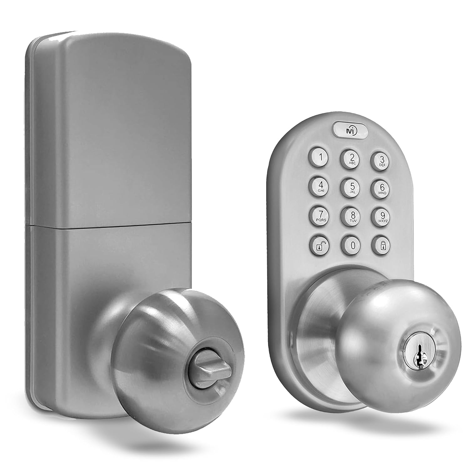 MiLocks TKK-02SN Digital Door Knob Lock with Electronic Keypad for Interior Doors, Satin Nickel