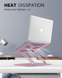 JCZT Adjustable Laptop Stand for Desk, Portable Laptop Riser, Aluminum Laptop Stand Foldable, Ergonomic Computer Notebook Stand Holder for MacBook Air Pro, Dell, HP 10-17'', Rosepink
