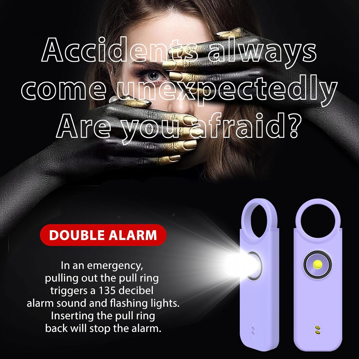 ARPHTYL Self Defense Keychain for Women Personal Safety Alarm Rechargeable Security Siren Protection Devices Panic Buttons Emergency 135db Strobe Light Upgraded Vibration Sensing Mode (Taro Purple)