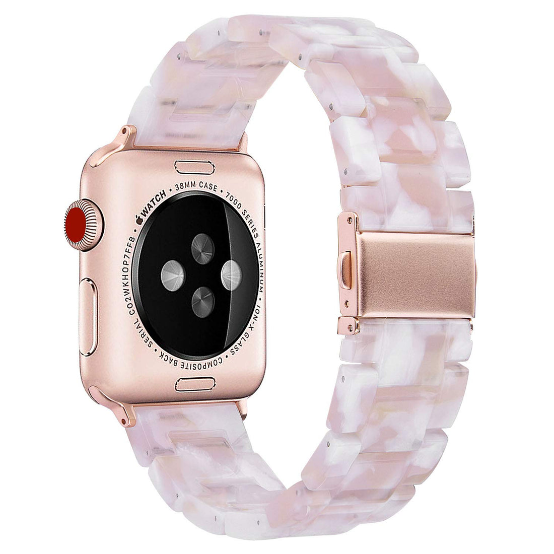 V-MORO Compatible iWatch Band Women Men- Fashion Resin iWatch Band Bracelet Metal Stainless Steel Rose Gold Buckle iWatch Series 3 Series 2 Sport&Edition