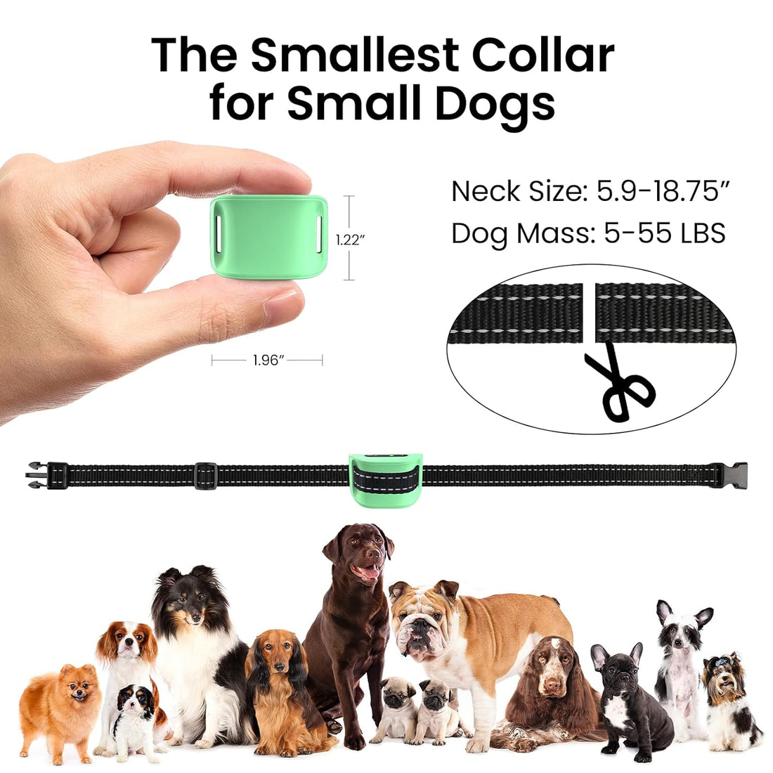 MASBRILL Small Dog Bark Collar-Anti Barking Collar for Dogs-Rechargeable No Shock Bark Collars with Adjustable Sensitivity and Intensity Beep Vibration Bark Control Collar for Small Medium Puppy Dogs