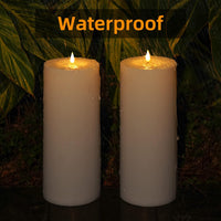 Patiphan Large Flameless Candles Outdoor, 11" x 4" Battery Operated Candles with Remote and Timers, Flickering Flame LED Candles, Waterproof Tall Pillar Candles for Decoration, White Set of 2