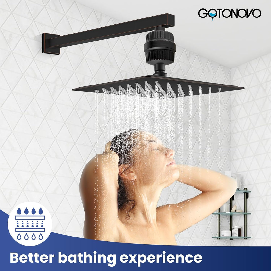 gotonovo 20 Stage Shower Head Filter for Hard Water,Shower Filter with 2 Replaceable Cartridges, High Pressure Shower Water Filter Removes Odors and Impurities Oil Rubbed Bronze