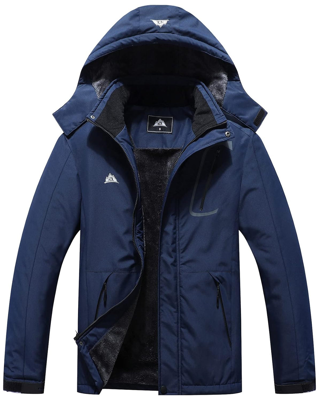 Men's Mountain Waterproof Ski Jacket Windproof Rain Windbreaker Winter Warm Hooded Snow Coat, Dark Blue-04, Small