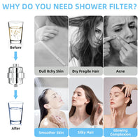 Shower Head Filter for Hard Water - 24 Stage Shower Filter Shower Water Filter with 4 Replaceable Filter Cartridges Protects Your Skin and Hair from Chlorine and Heavy Metals in Water, Chrome