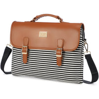 Computer Bag Laptop Bag for Women Cute Laptop Sleeve Case for Work College, Brown Horizontal Stripes, 15.6-Inch