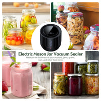 Mingzhe Electric Mason Jar Vacuum Sealer HD LCD Digital Display Cordless Vacuum Sealer Kit with Writable Wide and Regular Mouth Mason Lids/Bottle Opener for Food Storage and Fermentation