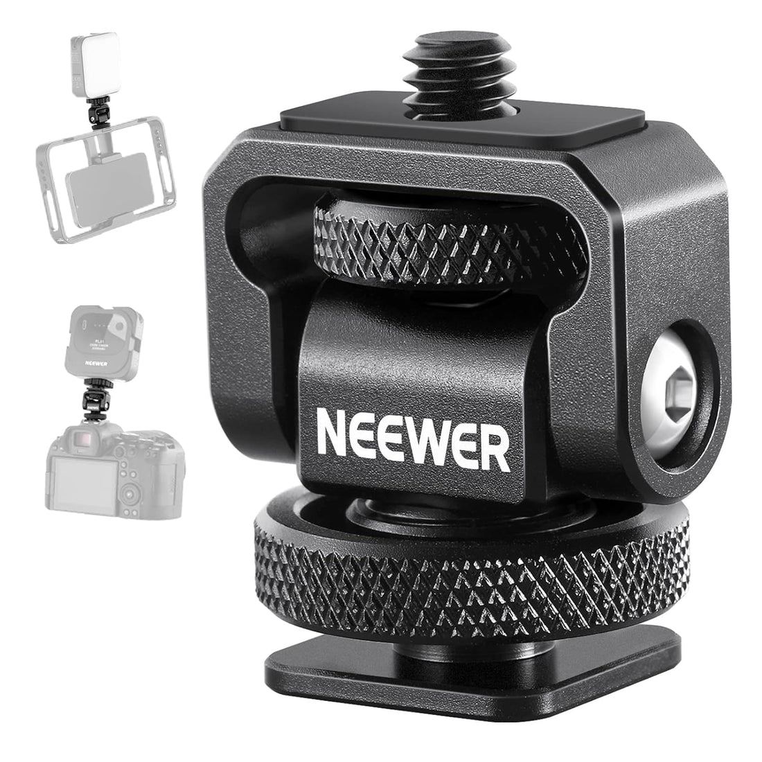 NEEWER 1/4" Mini Cold Shoe Mount Adapter Compatible with SmallRig Camera Phone Cage Rig, LED Video Light, Vlog Accessories, Mount Head Supports 138° Tilt Adjustment, Aluminum Alloy Structure, ST37