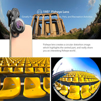 Apexel HD Mobile Phone Camera Phone Lens Set -10x Macro Lens, 2X Telephoto Lens, 110° Wide Angle, 170° Wide Angle, 195° Fisheye for Dual Lens/Single Lens iPhone Pixel Samsung Galaxy Smartphones