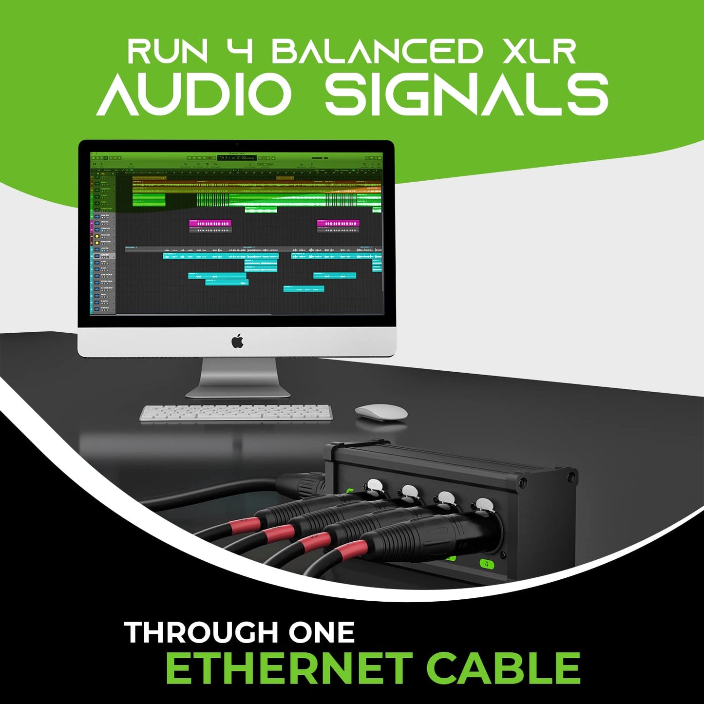 GEARit 4CH Extender & 25ft EtherCon-Compatible Cable – Close-up Detail