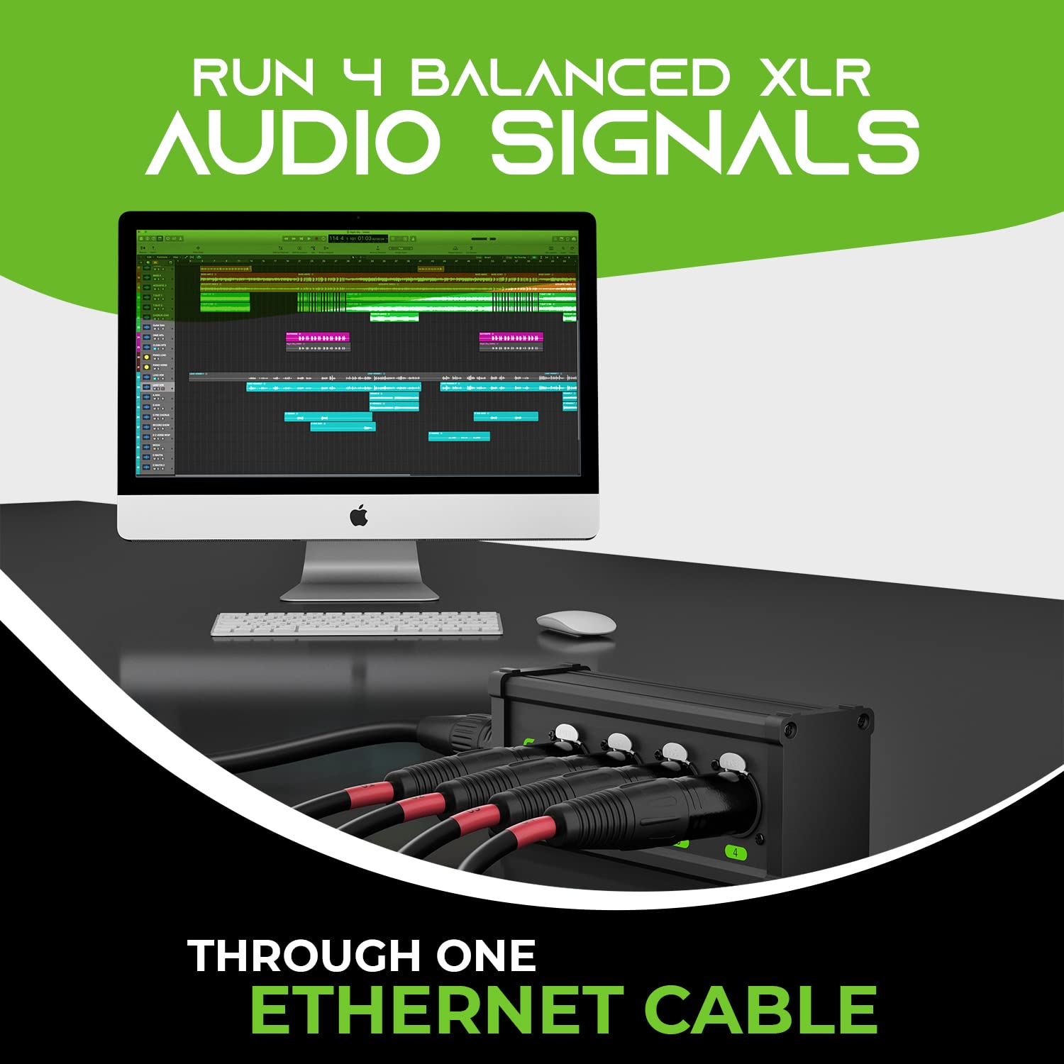 GEARit 4CH Extender & 25ft EtherCon-Compatible Cable – Close-up Detail