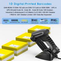 Symcode Upgraded 1D Industrial Barcode Scanner with Wireless Charging Stand 1968 Feet Transmission Distance 433Mhz Wireless & Bluetooth Barcode Scanner 1D Laser Hands-Free Barcode Reader Black