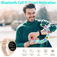 Smart Watch for Men Women(Make/Answer Calls),IP68 Waterproof Fitness Tracker with Pedometer,Message Notification,Music Player,Health Monitor,Compatible with iOS Android Phones