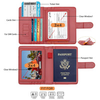 Passport Holder,Passport Holder Card Slots,Cute Passport cover for Women/Men,Waterproof Rfid Blocking Travel Wallet, Dark Red