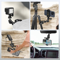 SMALLRIG Super Camera Clamp Mount for Gopro and Phone, Adjustable Camera Mount with Gopro Adapter and Phone Mount 4373