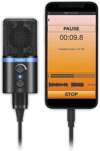 IK Multimedia iRig Mic Studio Digital Studio Microphone for iPhone, iPad, Android and Mac/PC (Black)