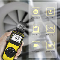 Digital Anemometer Handheld Wind Speed Meter, HOLDPEAK 881M Digital Cup Anemometer Wind Speed Gauge with Compass, LED Screen, Data Hold, 360° Outdoor Wind Velocity Measurement 0.7~42m/s, ℃/℉, Yellow