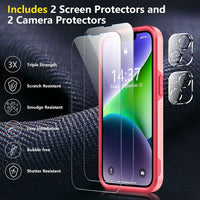 SPIDERCASE for iPhone 14 Case, [15 FT Military Grade Drop Protection][Tempered Glass Screen Protector][Tempered Camera Lens Protector] Heavy Duty Shockproof Case, Pink
