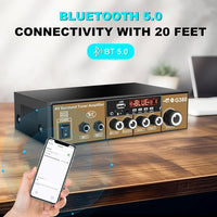 Stereo Audio Amplifier Receiver, 600Wx2 Home Dual Channel Bluetooth 5.0 Sound Speaker AMP, Home Amplifiers FM Radio, USB, SD Card, with Remote Control Home Theater Audio Stereo System Components
