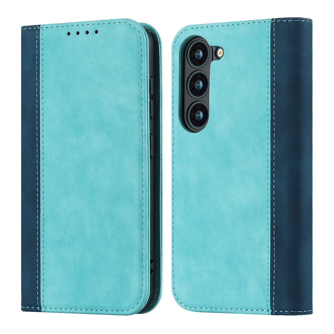 Ｈａｖａｙａ for Samsung Galaxy S23 FE Case Wallet with Card Holder Samsung s23 fe Phone Case for Women Flip Folio Leather Cover with Credit Card Slots for Men-Light Blue and Dark Blue