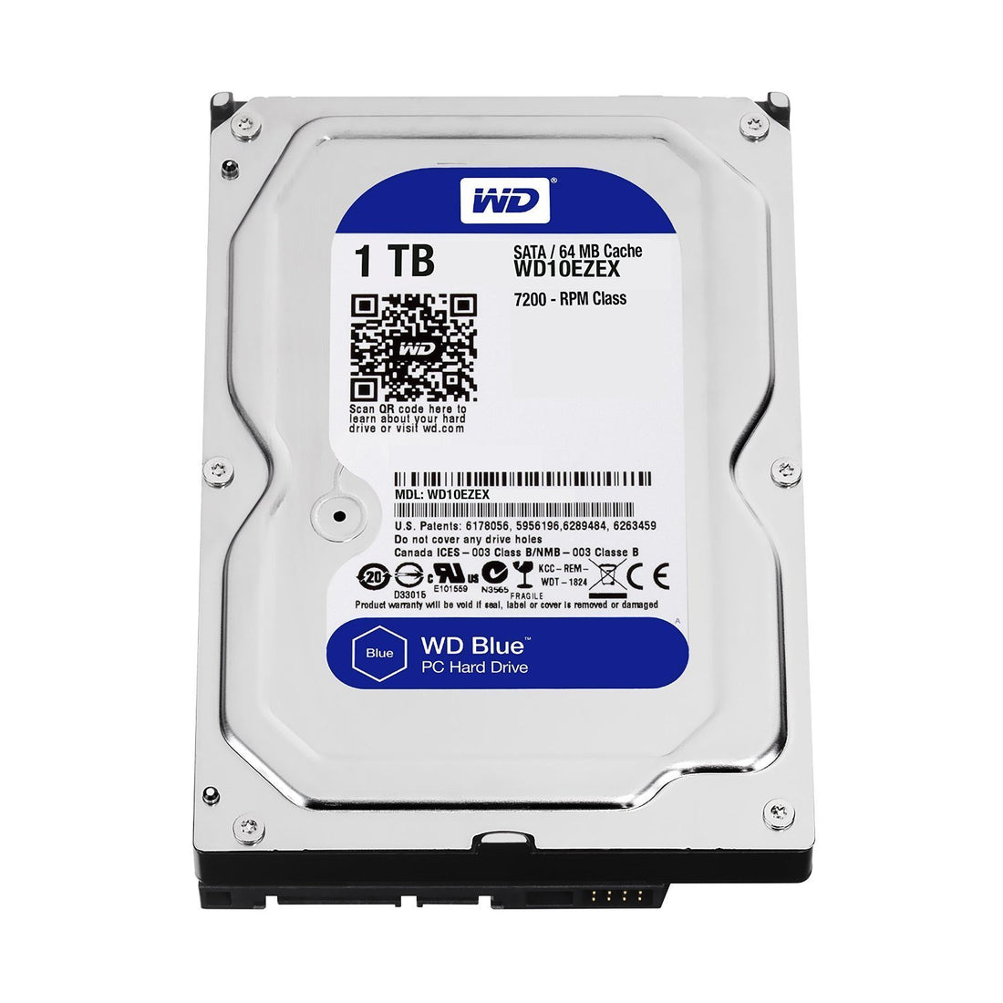 Western Digital(WD) BLUE Deskptop 1TB( 1Terabyte) 3.5"Hard Disk Drive, 5400~7200RPM, SATA3 ( 6.0GB/s), 64MB Cache, IDEAL for PC/Mac/CCTV/NAS/DVR/Raid and SATA Applications, 1YR Warranty (Blue)