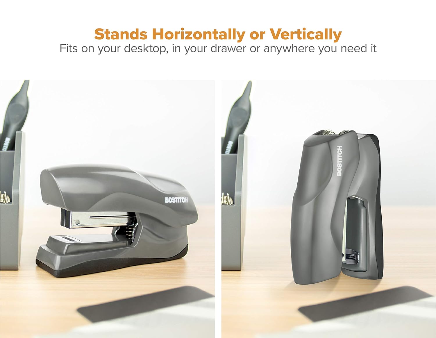 Bostitch Office Heavy Duty 40 Sheet Stapler, Small Stapler Size, Fits into The Palm of Your Hand; Gray