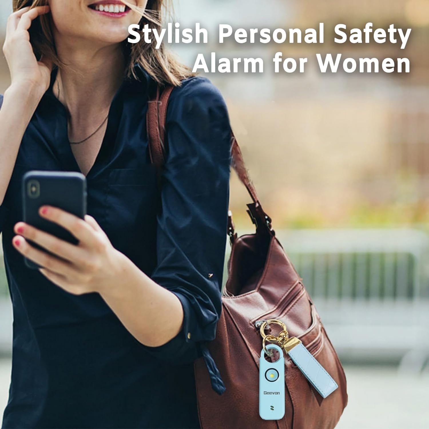 Geevon Rechargeable Personal Safety Alarm for Women, 130DB Loud Safe Sound Alarm Self Defense Siren with LED Strobe Light, Emergency Personal Alarm for Women, Men, Children, Elderly (Mint)