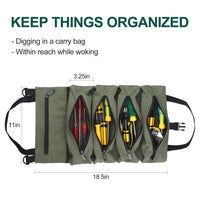 BAQRAXIA Tool Bag, Roll Up Small Tools Box Storage, Heavy Duty Tool Organizer with 2 Detachable Tool Pouch, Tool Gifts for Men Dad Husband Boyfriend Grandpa, Presents for Christmas Birthday (Green)