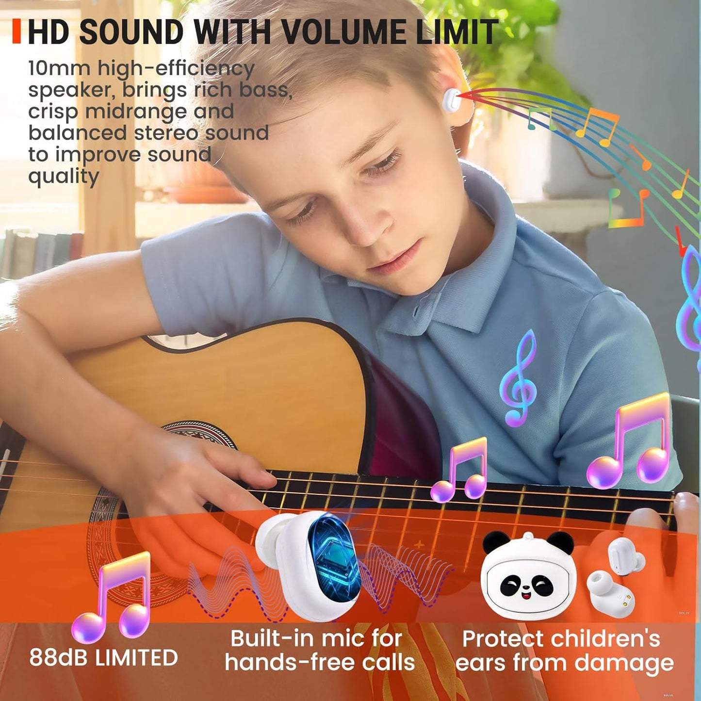 Kids Wireless Earbuds with Rotating Chaging Case Wireless – Back View